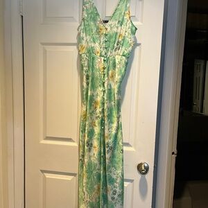 Zara Green and Yellow Floral Maxi Dress
